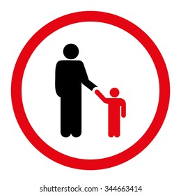 Father With Son vector icon. Style is bicolor flat rounded symbol, intensive red and black colors, rounded angles, white background.