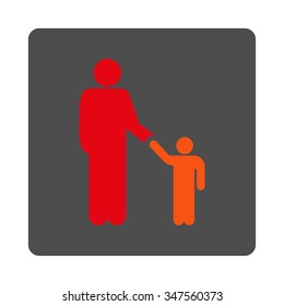 Father With Son vector icon. Style is flat rounded square silver button with red symbol, white background.