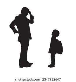 Father and Son Vector Illustration - Back To School Prep