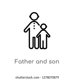 father and son vector line icon. Simple element illustration. father and son outline icon from people concept. Can be used for web and mobile