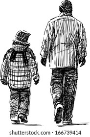 father and son at walk