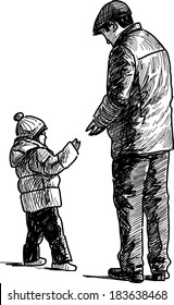 father and son at walk