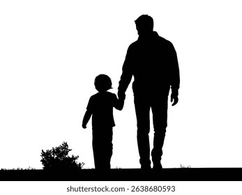 Father and son walking Silhouette