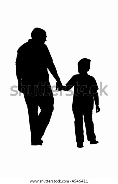 Download Father Son Walking Silhouette Stock Vector (Royalty Free ...