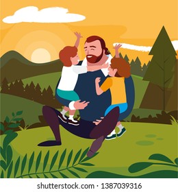 father with sons characters in the field