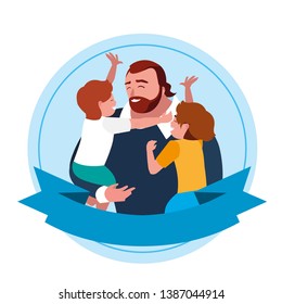 father with sons characters in frame