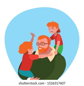 father with sons characters vector illustration design