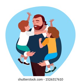 father with sons characters vector illustration design