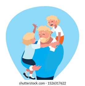 father with sons characters vector illustration design