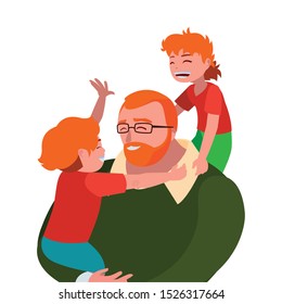 father with sons characters vector illustration design