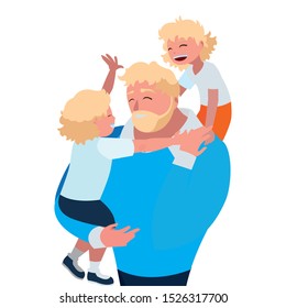 father with sons characters vector illustration design