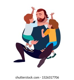 father with sons characters vector illustration design