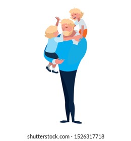 father with sons characters vector illustration design