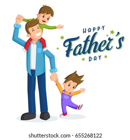 Father and sons. Father's day card, background