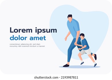 Father and son's relationship and love, character design, and flat design.