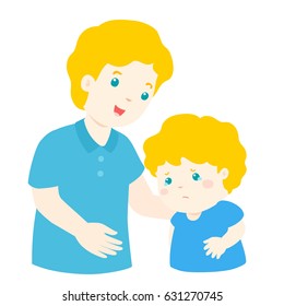 Father soothes crying son vector illustration