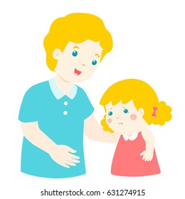 Father soothes crying son vector illustration