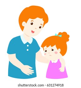 Father soothes crying son vector illustration