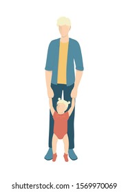 Father spend time with child vector illustration. Man play with daughter. Parent and kid happy together. Isolated vector illustration in cartoon style
