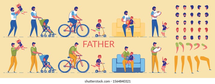 Father Spending Time Together with Child Flat.