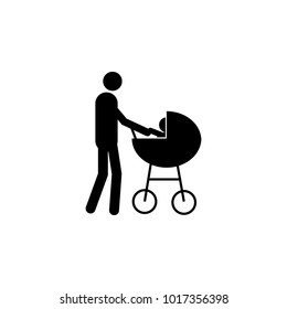 father with a stroller icon. Element of a happy family icon. Premium quality graphic design icon. Signs and symbols collection icon for websites, web design, mobile app on white background