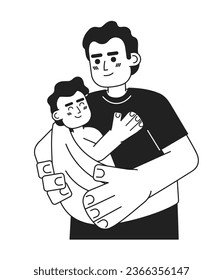 Father taking baby everywhere monochrome concept vector spot illustration. Newborn inside sling carrier 2D flat bw cartoon characters for web UI design. Isolated editable hand drawn hero image