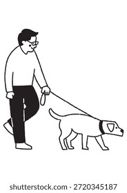 Vater nimmt Hund für einen Spaziergang_2