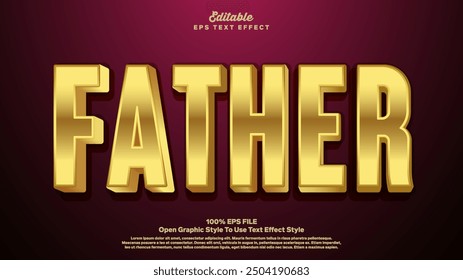 Father text effect, editable text gold and luxury style.