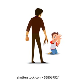 Father threaten harm to your child.Vector Illustration of a flat design.