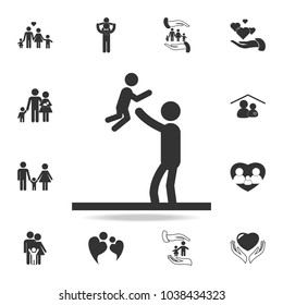 the father throws the child icon. Detailed set of family icons. Premium quality graphic design. One of the collection icons for websites, web design, mobile appfamily on white background