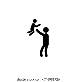 the father throws the child icon. Simple black family icon. Can be used as web element, family design icon on white background