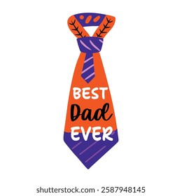 Father tie with best dad ever typography, flat sticker