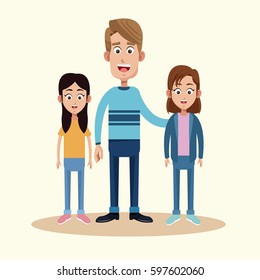 father with two daughter
