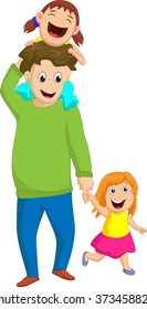 father with two daughters
