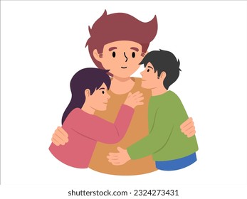 Father two Kid or People Character illustration