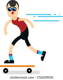 Father used to skate , flat design vector very easy to edit