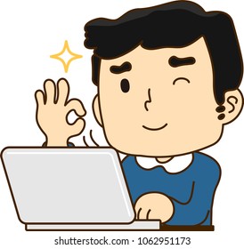 Father using a laptop computer,All right