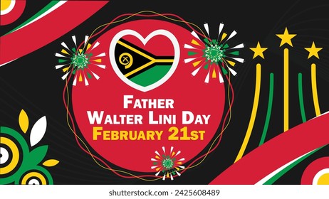 Father Walter Lini Day vector banner design. Happy Father Walter Lini Day modern minimal graphic poster illustration.