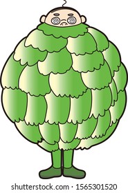 
Father wearing a cabbage costume