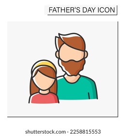 Fatherhood color icon. Dad with doughter. Parental connections between father and daughter. Love and support. Father day concept. Isolated vector illustration