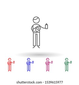 Fatherhood, feed baby multi color icon. Simple thin line, outline vector of family life icons for ui and ux, website or mobile application