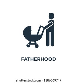 Fatherhood icon. Black filled vector illustration. Fatherhood symbol on white background. Can be used in web and mobile.