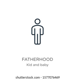 Fatherhood icon. Thin linear fatherhood outline icon isolated on white background from kids and baby collection. Line vector sign, symbol for web and mobile