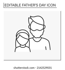 Fatherhood line icon. Dad with doughter. Parental connections between father and daughter. Love and support. Father day concept. Isolated vector illustration. Editable stroke