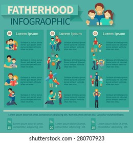 Fatherhood and parenthood infographics set with family activity symbols vector illustration