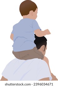 Amor paternal: Ilustración conmovedora de un momento preciado, padre que lleva a un hijo