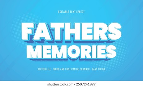 Fathers 3d text effect, blue text style effect