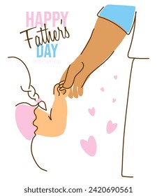Father's affectionate embrace: in the vector illustration, a father tenderly holds his daughter's hand, creating a touching silhouette of love and care