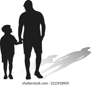  Father's with children's isolated vector Silhouettes