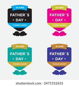 father's day 2024. happy father day. love you DAD. thank you papa. different color combination of father day social media post.eps file.